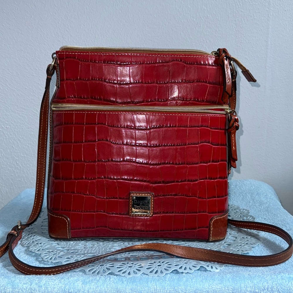 Red Crocodile leather hobo purse